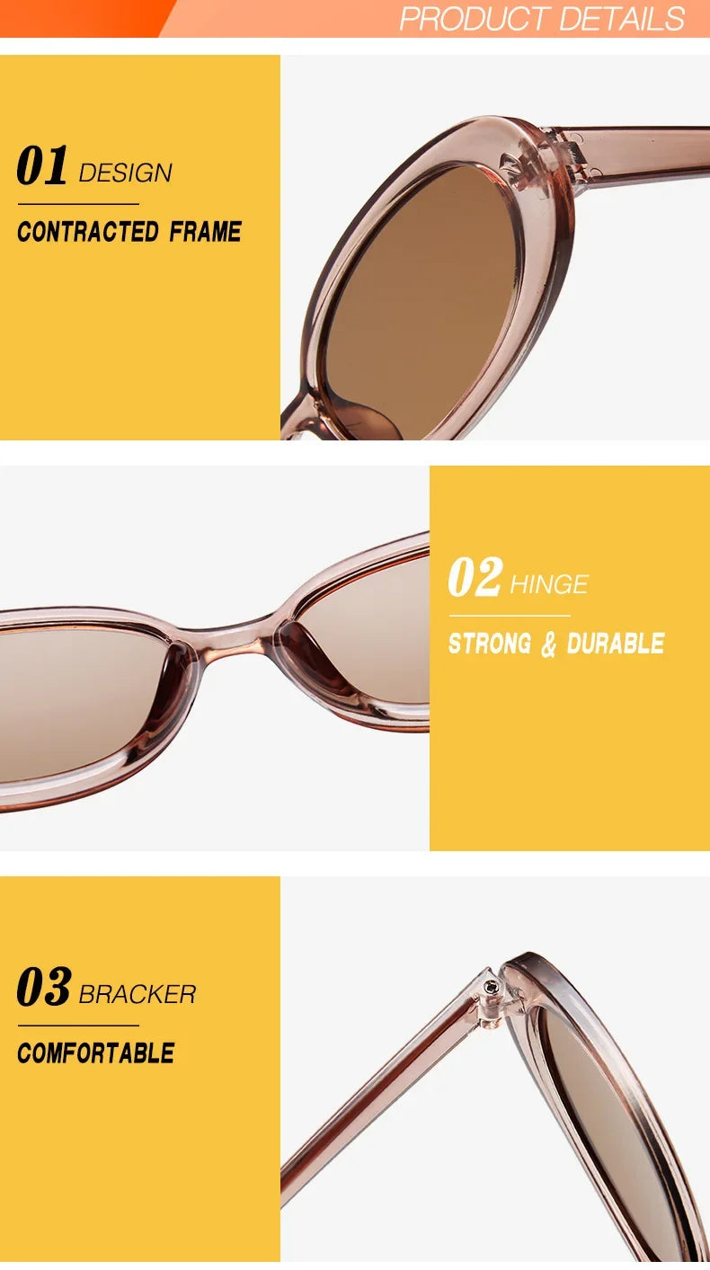 UV400 Vintage Oval Sunglasses For Women