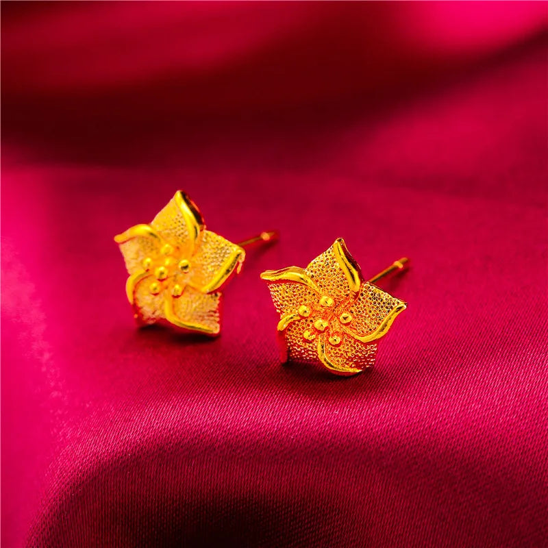 24K Gold Stud Earrings for Women