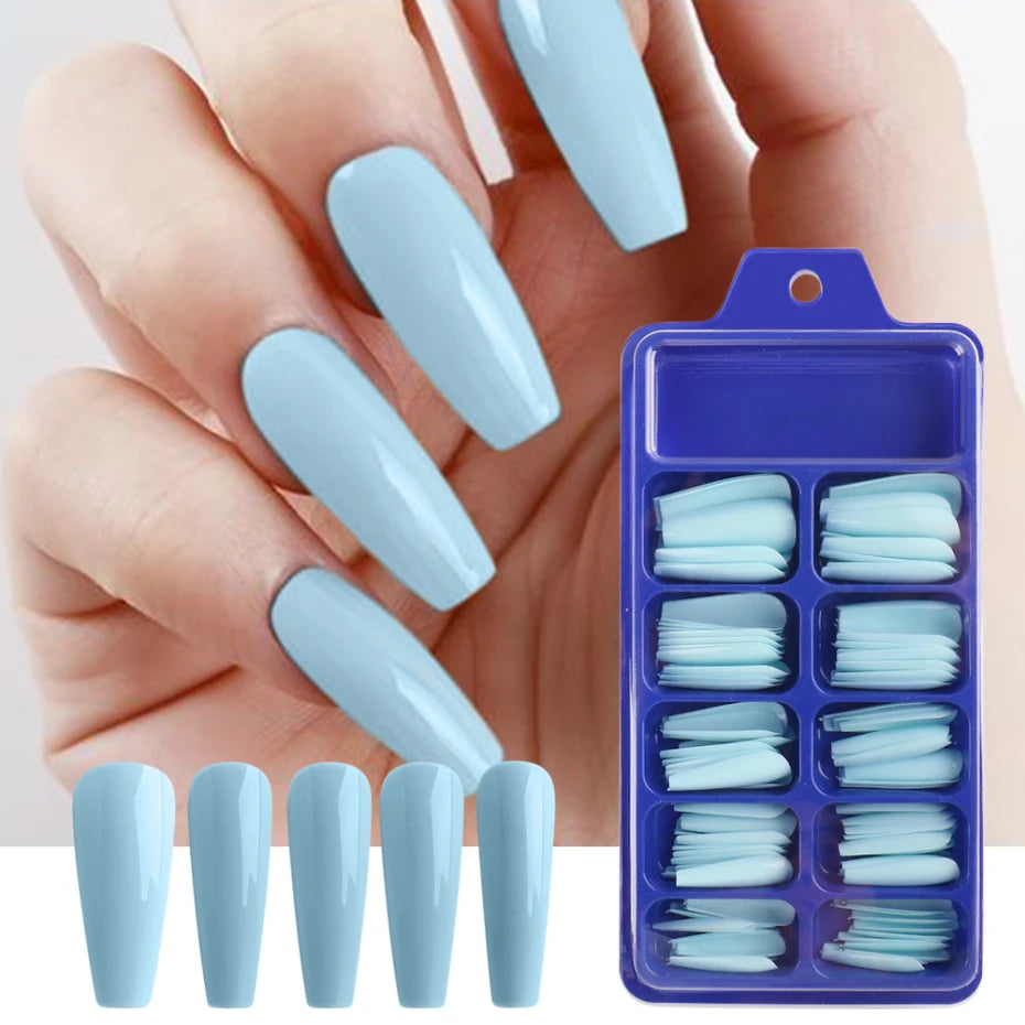 100pcs Press On Acrylic Coffin Extension Nails