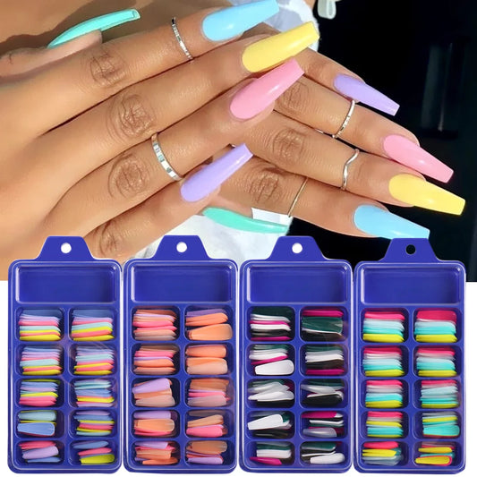 100pcs Press On Acrylic Coffin Extension Nails