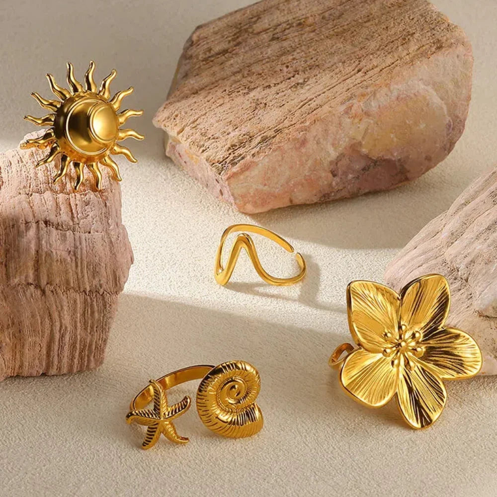 Elegant Gold Stainless Steel Rings For Women