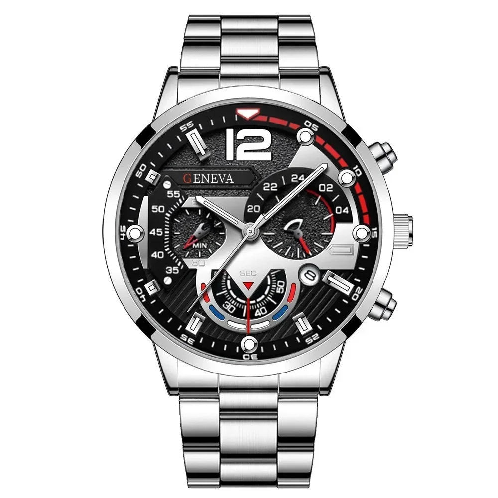 Mens Geneva Luxury Stainless Steel Watch