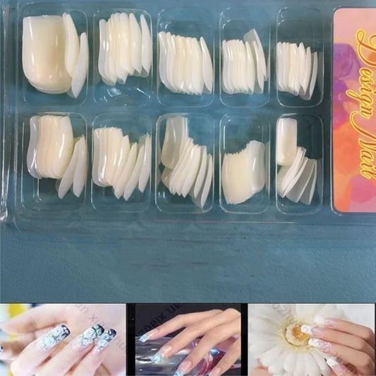 100 Pcs Fake False Nails with Glue Natural Full  Tips