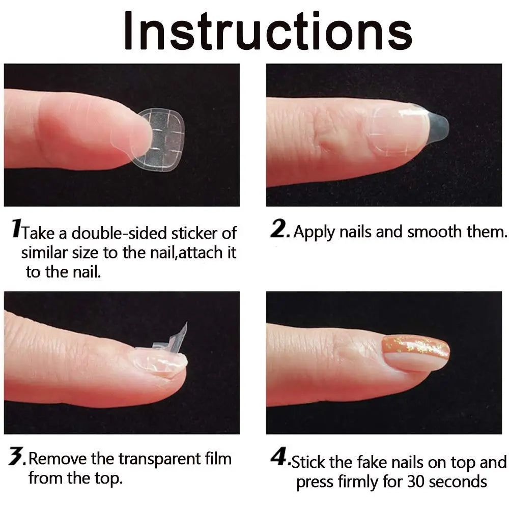 Double Sided False Nail Adhesive Tape, Jelly Clear Waterproof Tabs Nail Glue