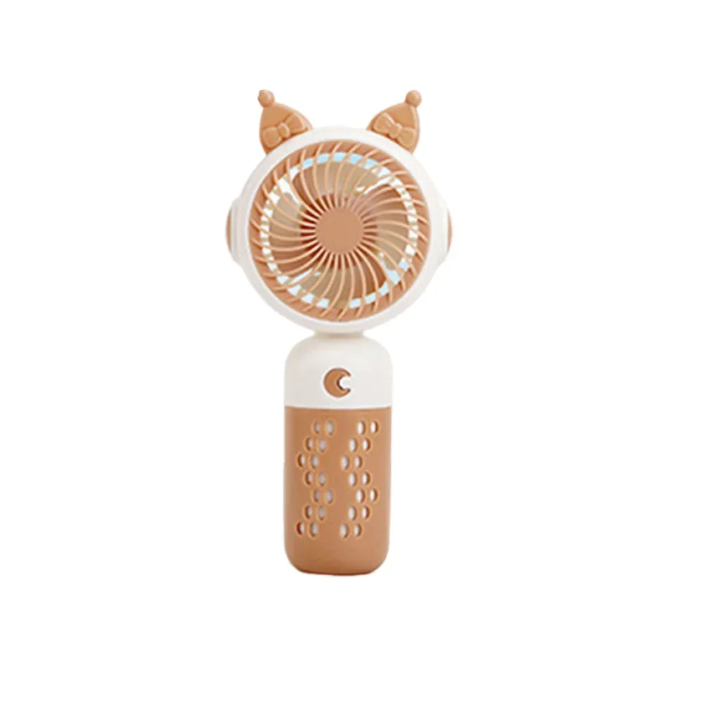 Portable & Rotatable Handheld Cartoon Mini Fan with Lights, USB Rechargeable