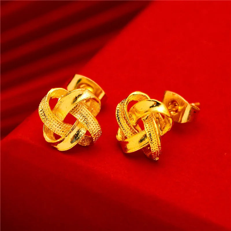 24K Gold Stud Earrings for Women