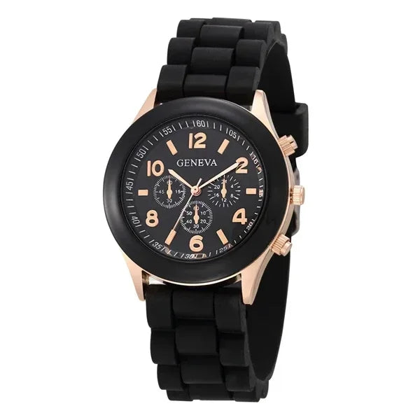 Silicone Strap Quartz Wrist Watch For Woman