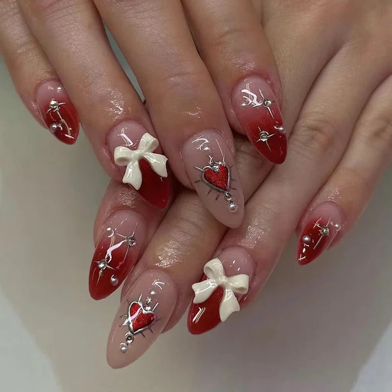 24Pcs Almond Long French False Nails
