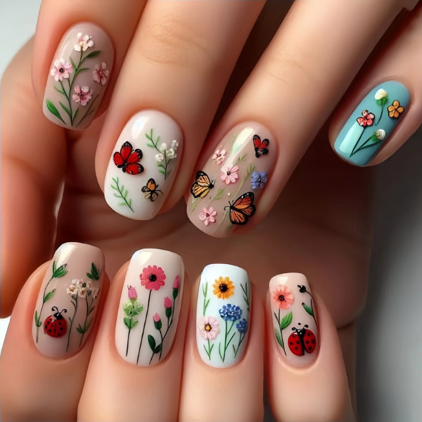 24pcs Press on Nails with Art