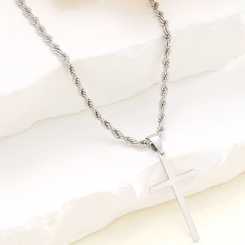 Stainless Steel Cross Pendant Necklace for Men/Women
