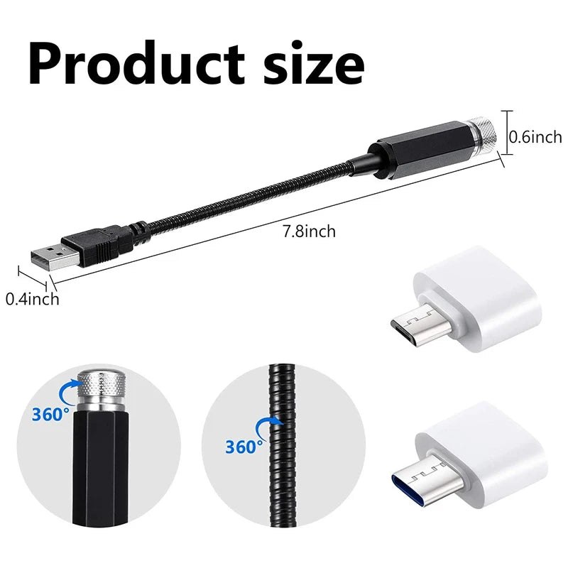 Mini Starry Laser Projector Lights for Car Interior  Roof, USB
