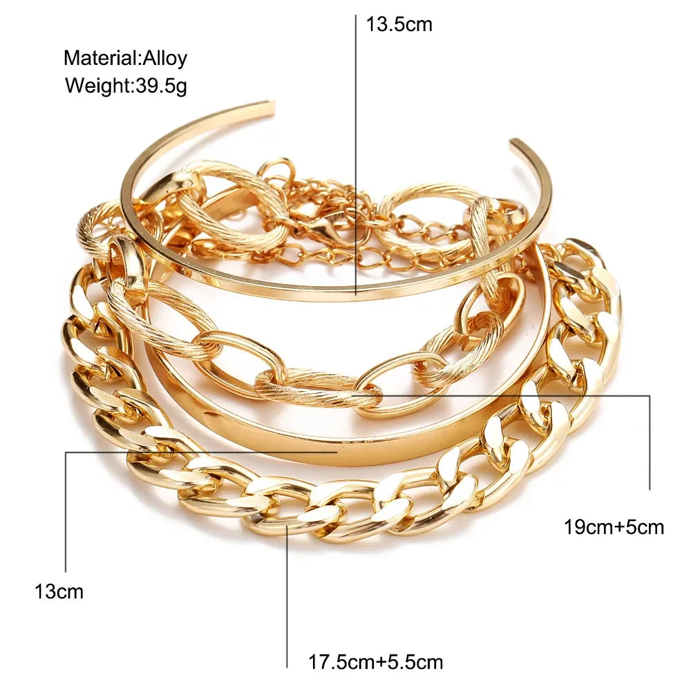 Gold Plated Bohemian Bracelet Set For Women
