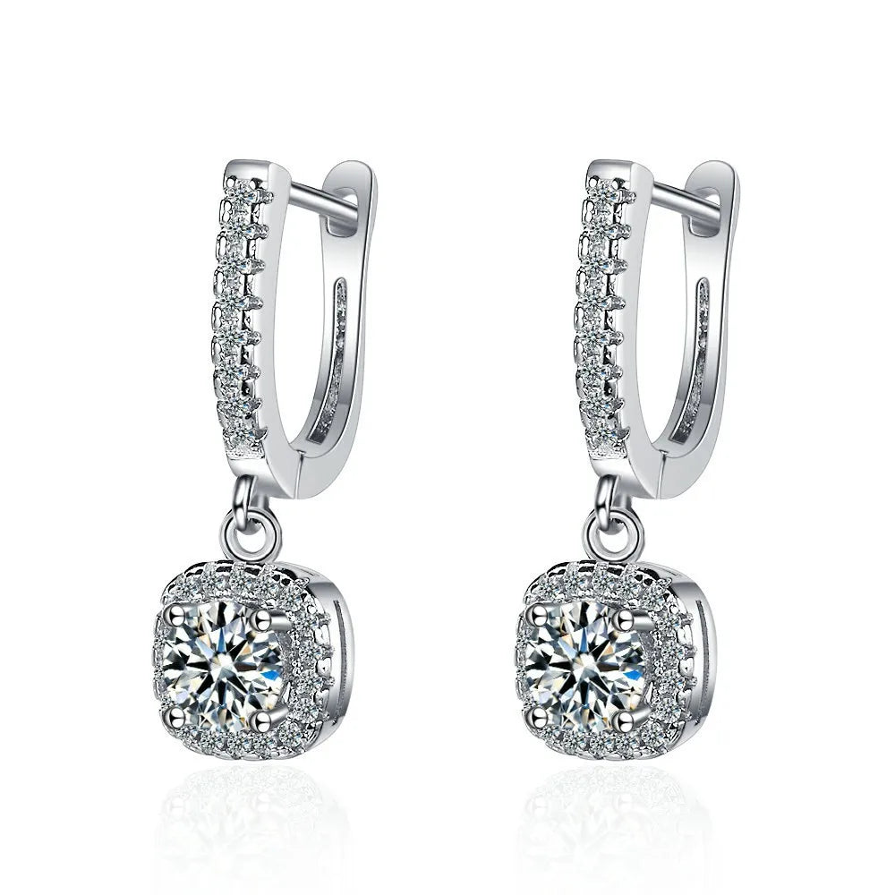 2CT Moissanite Hoop Earrings for Women Lab Created Diamond 925 Sterling Silver