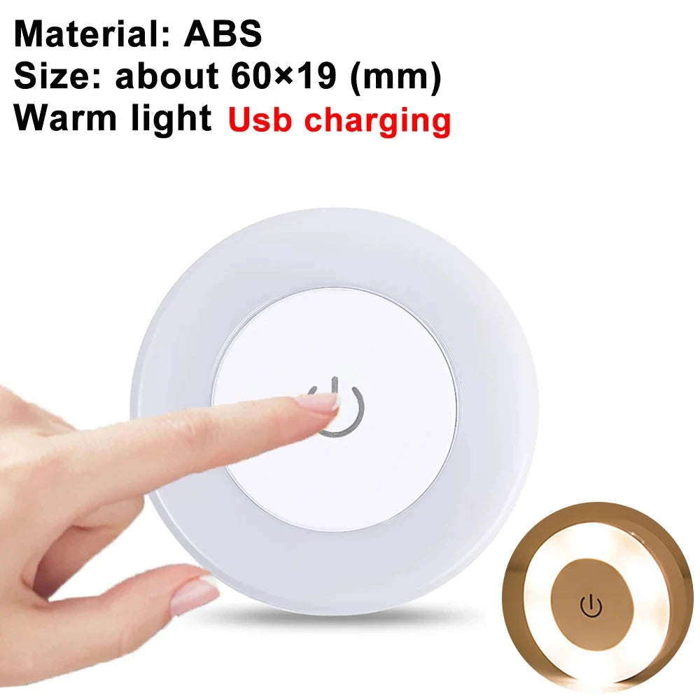 Round Mini LED Light With Touch Sensor/Magnetic Base