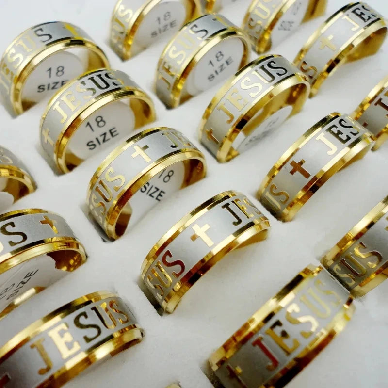 10Pcs Stainless Steel Mixed Pattern/Style Rings For Men/Women