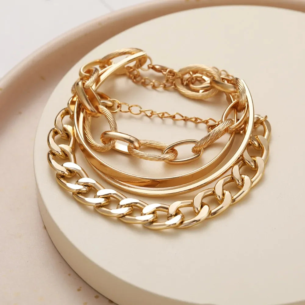 Gold Plated Bohemian Bracelet Set For Women