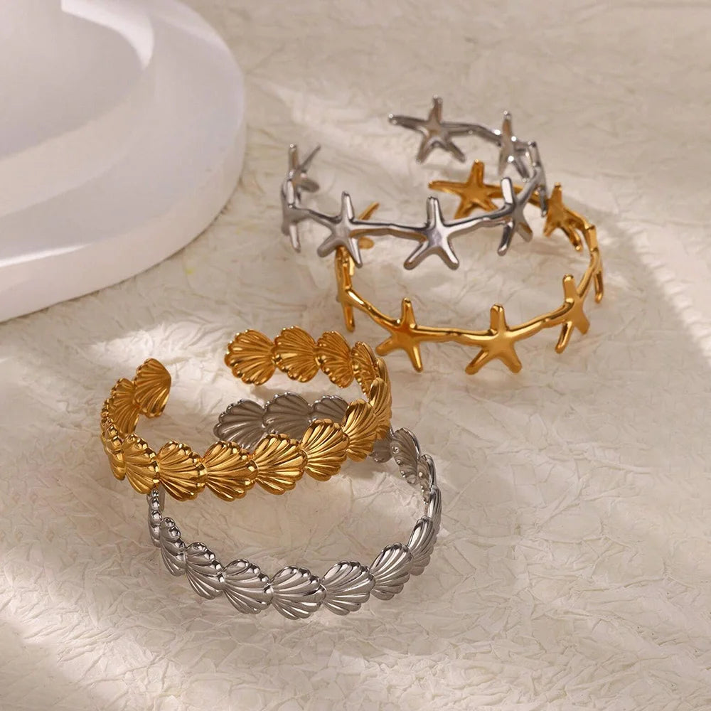 Stainless Steel Gold/Silver Cuff Bangles for Women
