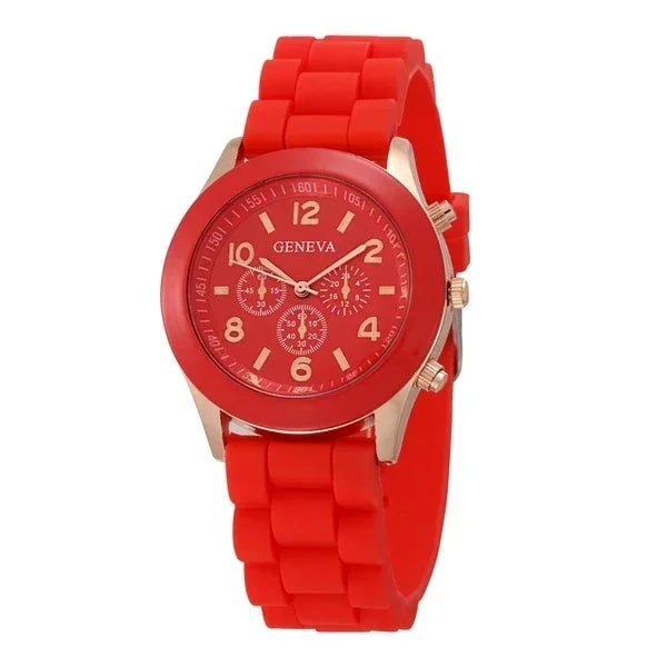 Silicone Strap Quartz Wrist Watch For Woman