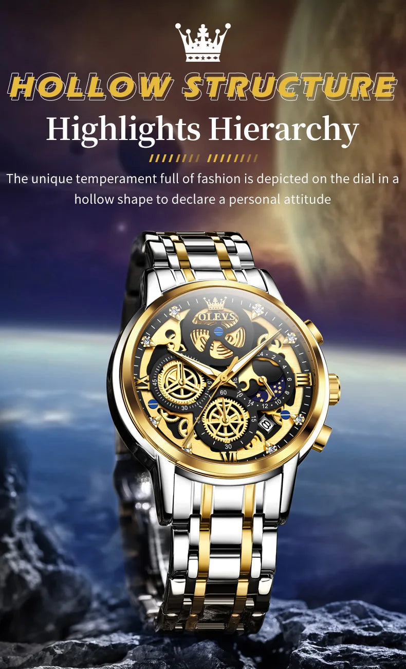 OLEVS Top Brand Luxury Original Waterproof Quartz Watch for Man