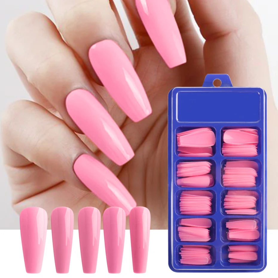 100pcs Press On Acrylic Coffin Extension Nails