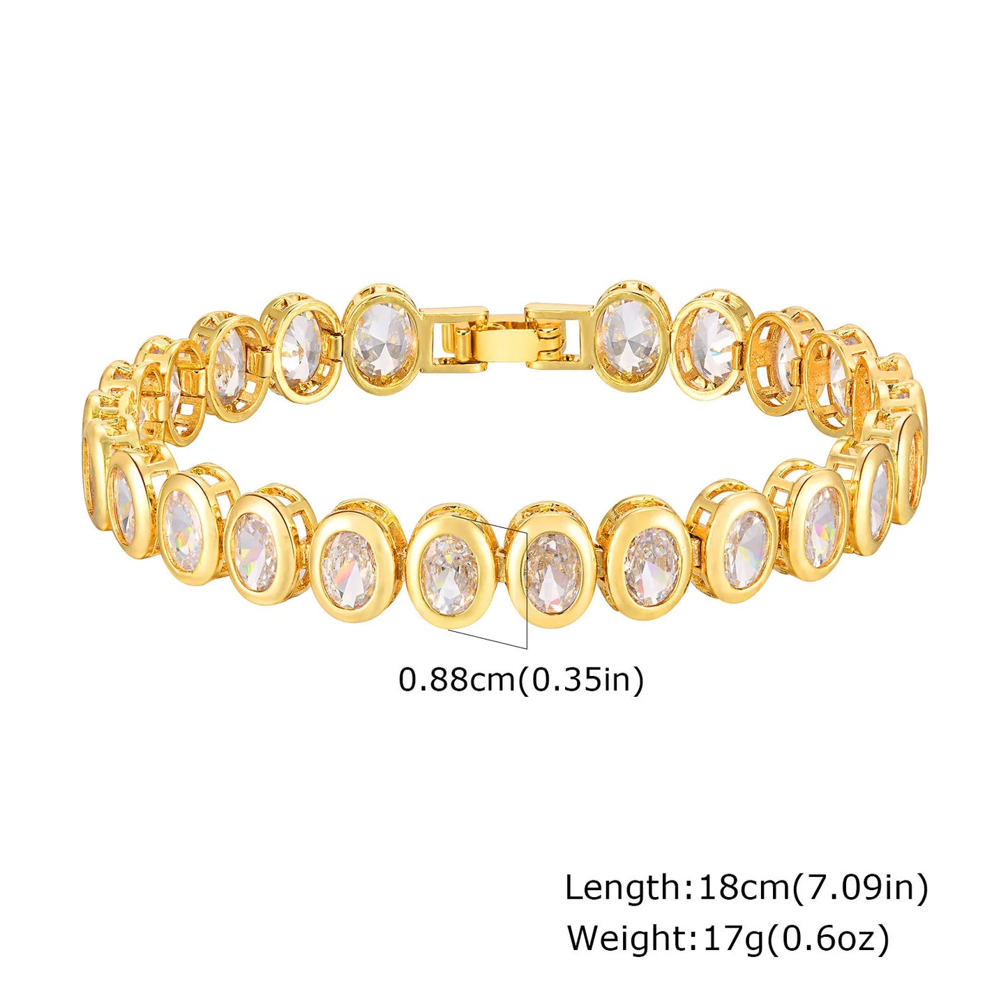 14K Gold Plated Cubic Zirconia Adjustable Bracelet Jewelry For Women