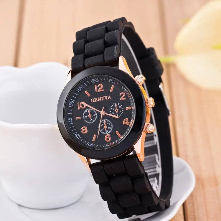 Silicone Strap Quartz Wrist Watch For Woman