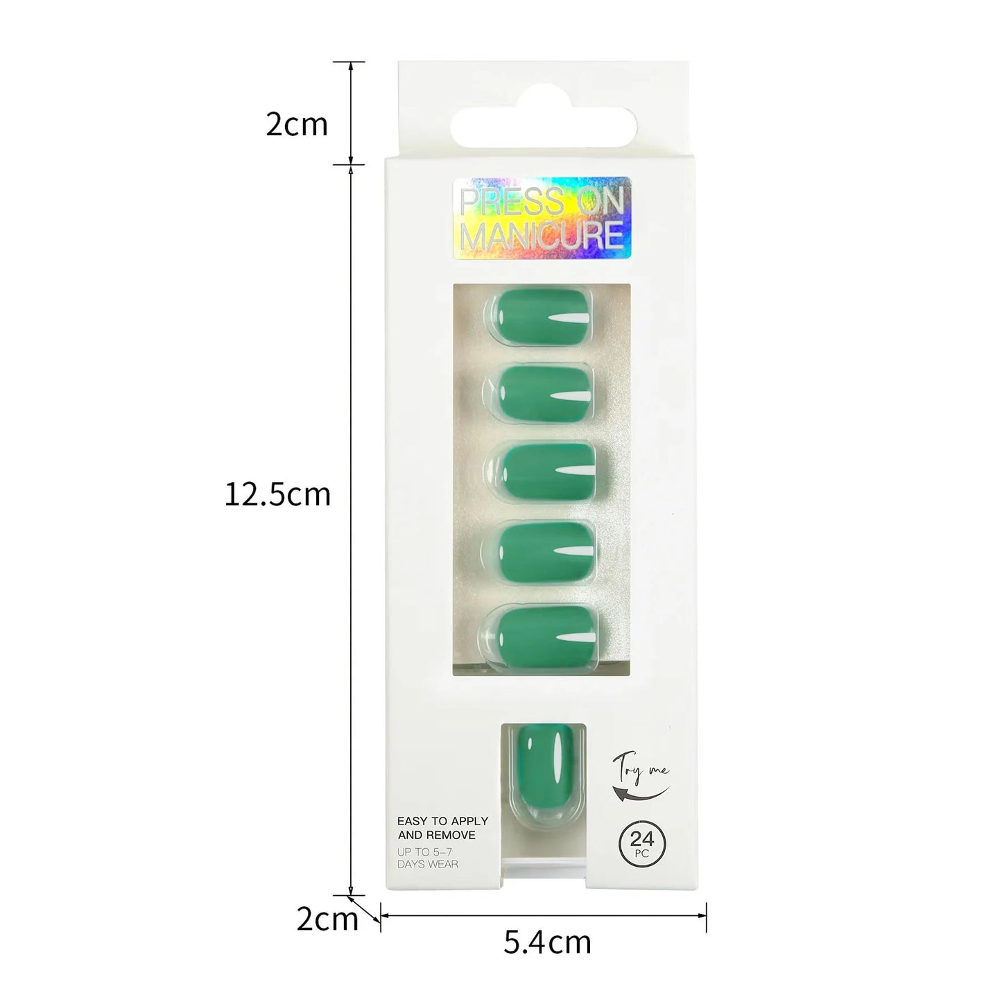 Short Full Press on 24 Pcs False Nails Set Stick on Nails