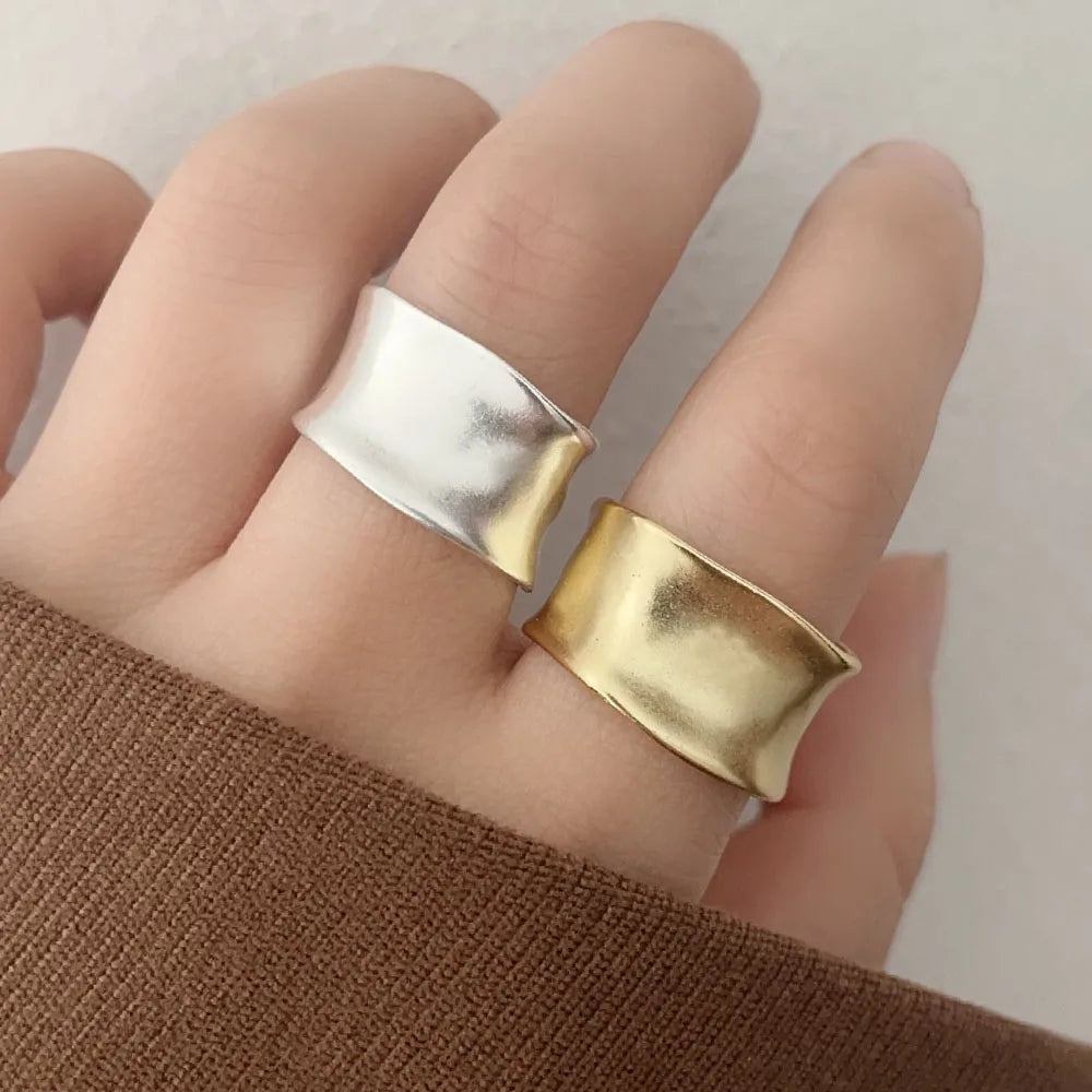 Open Vintage Gold/Silver Wide Flat Rings