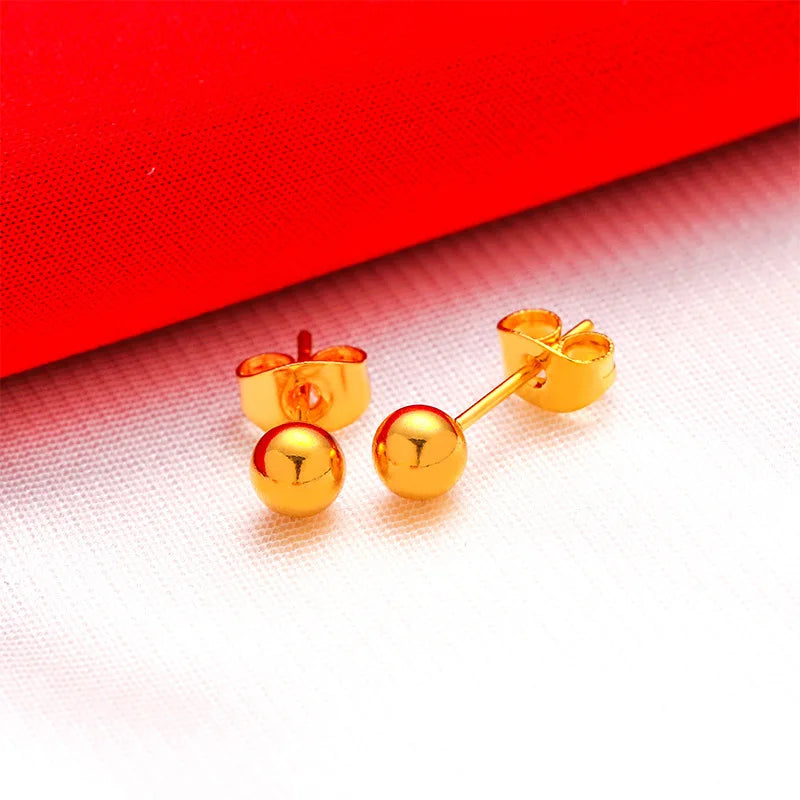 24K Gold Stud Earrings for Women