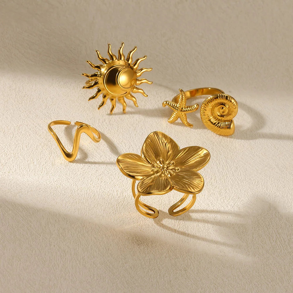 Elegant Gold Stainless Steel Rings For Women