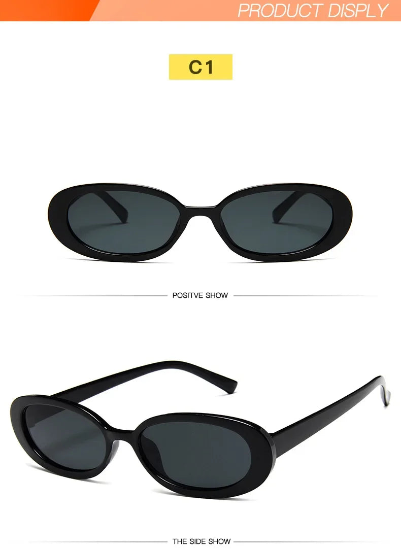 UV400 Vintage Oval Sunglasses For Women
