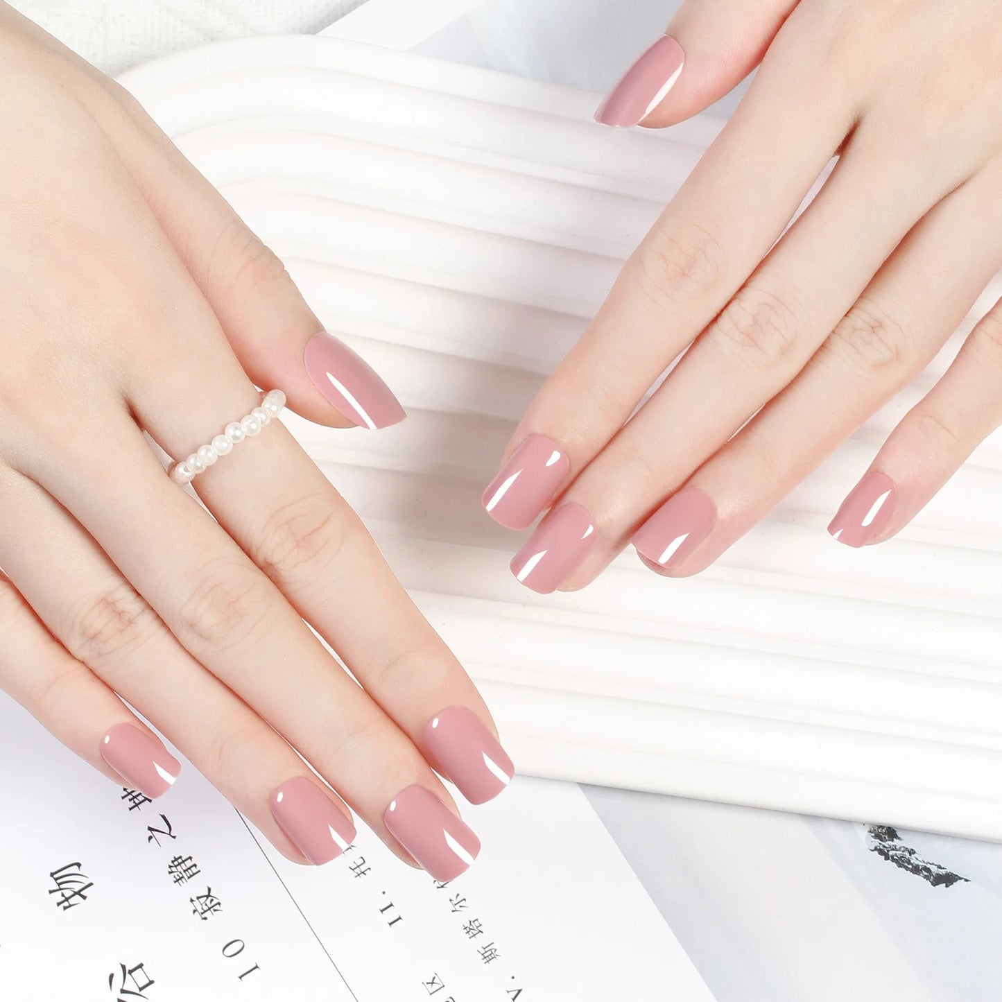 Short Full Press on 24 Pcs False Nails Set Stick on Nails