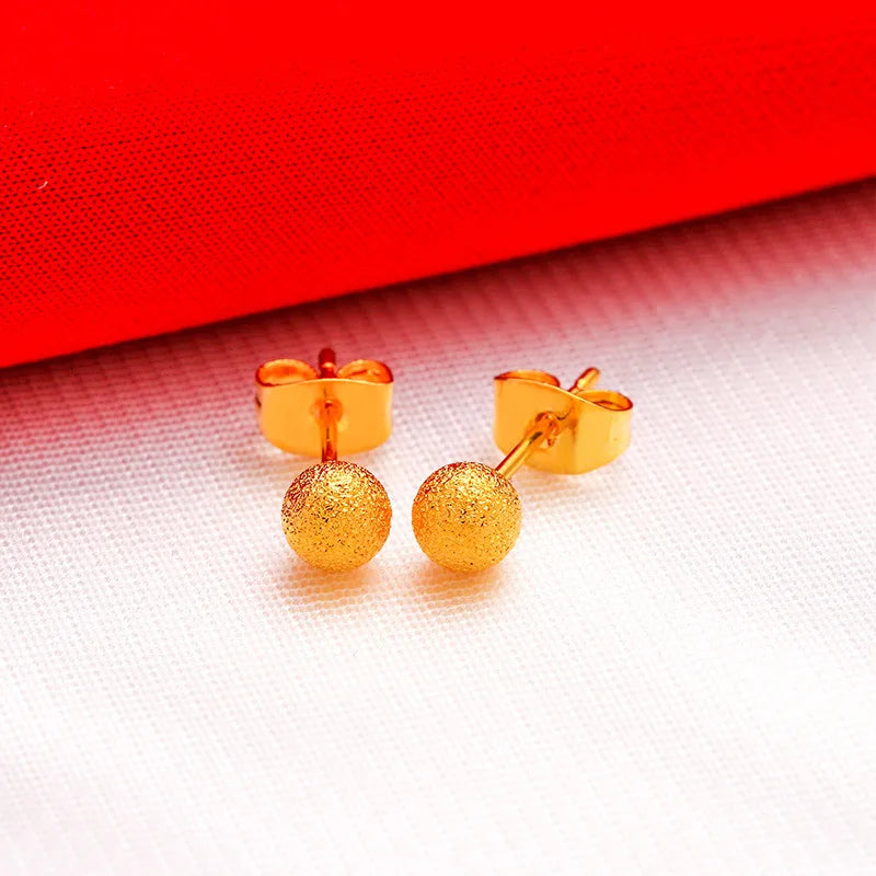 24K Gold Stud Earrings for Women