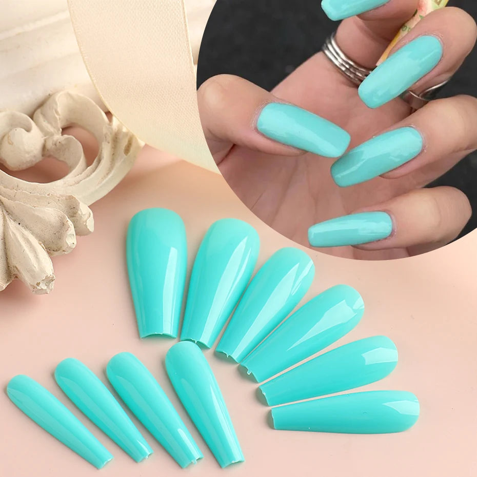 100pcs Press On Acrylic Coffin Extension Nails