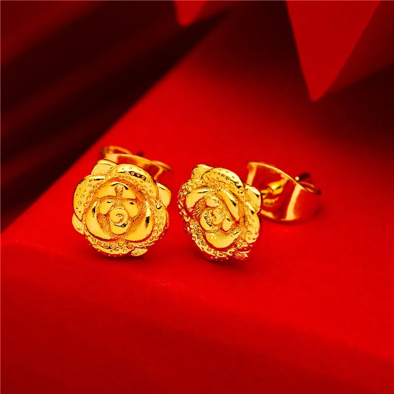 24K Gold Stud Earrings for Women