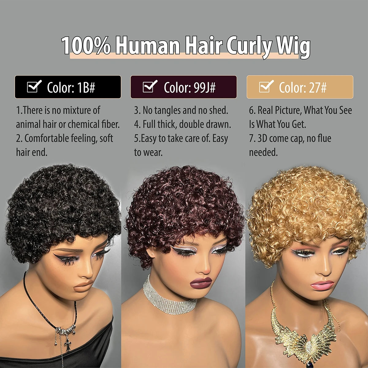Short Curly Human Hair Wig