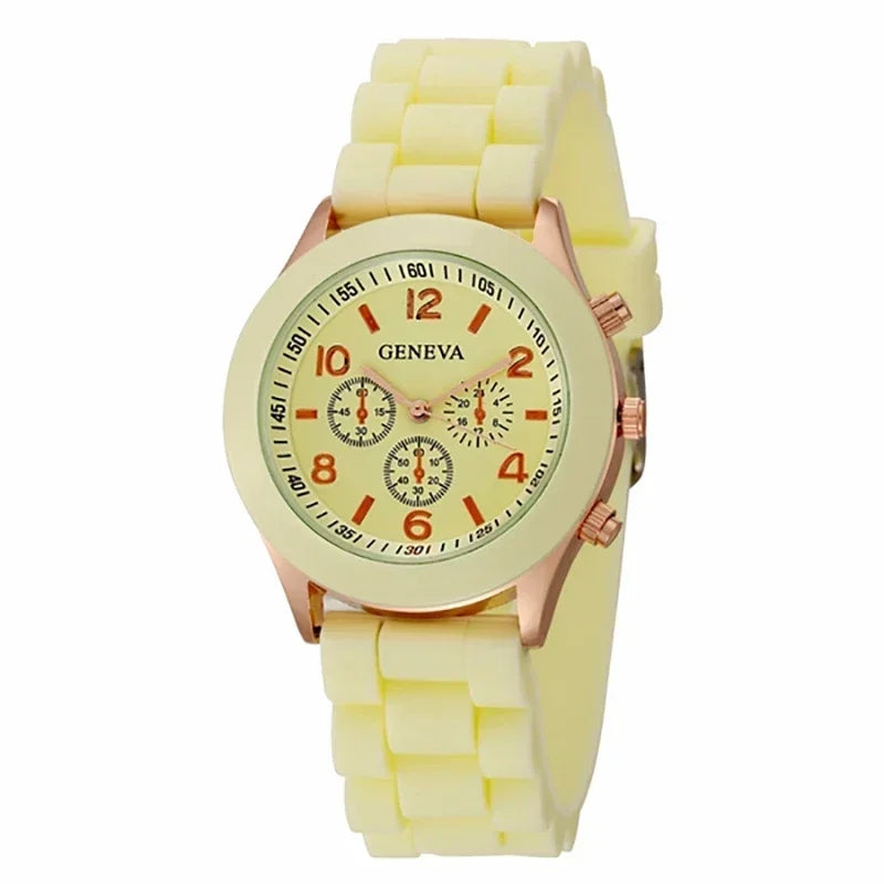 Silicone Strap Quartz Wrist Watch For Woman