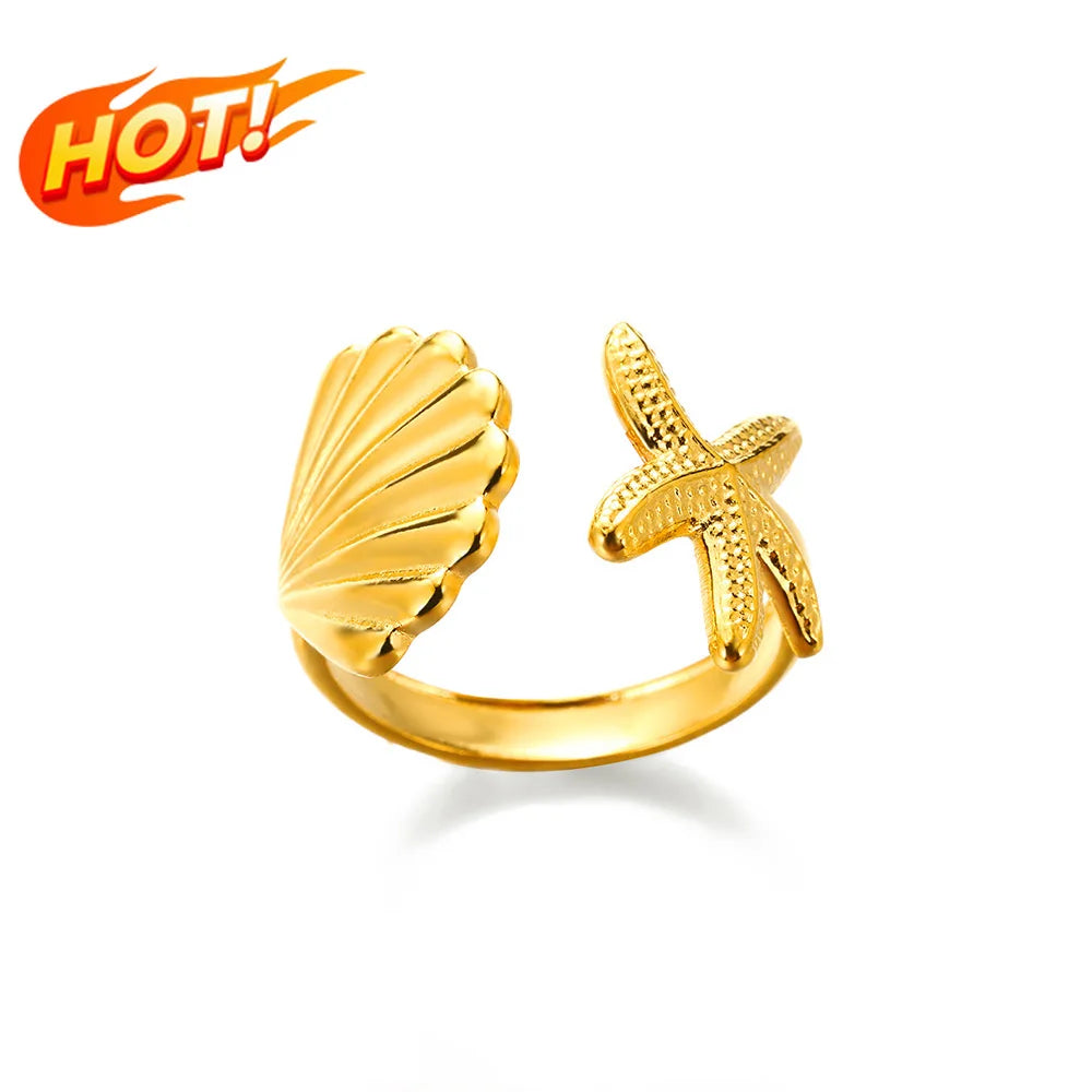 Gold Plated Adjustable Stainless Steel Rings For Women