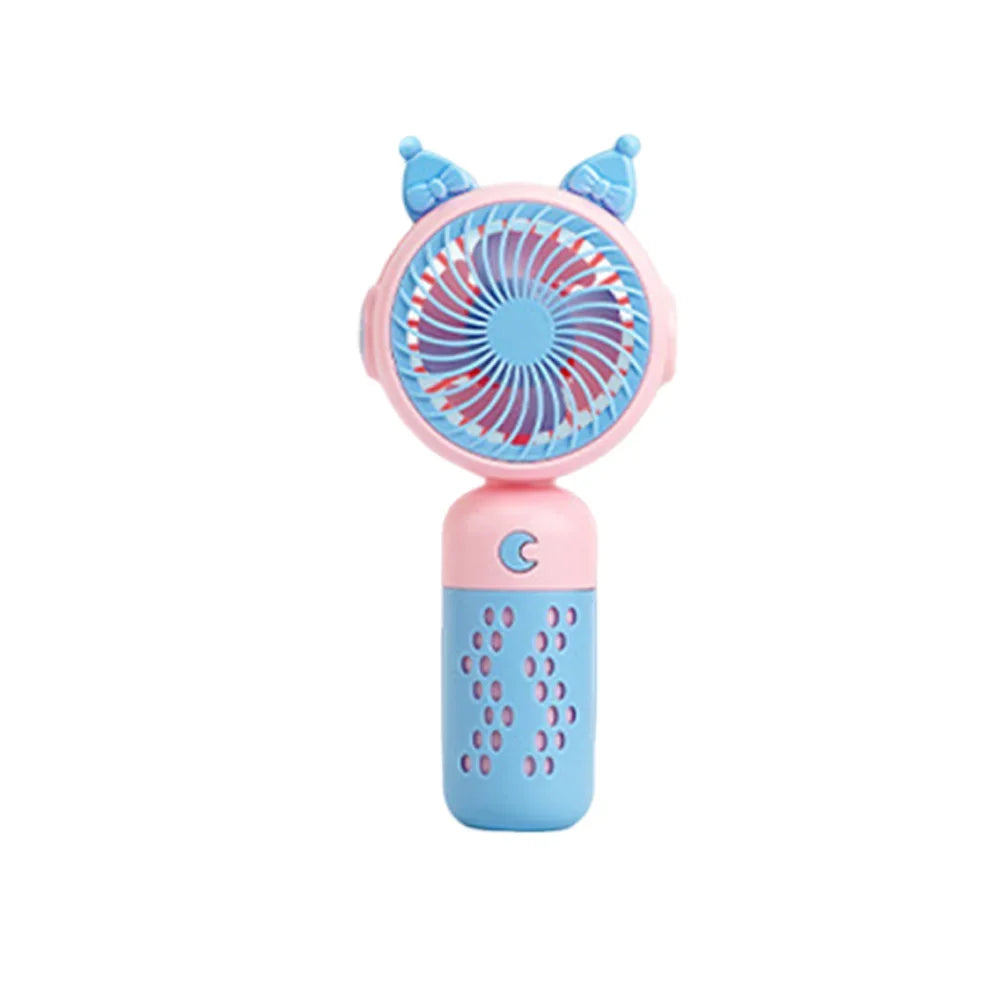 Portable & Rotatable Handheld Cartoon Mini Fan with Lights, USB Rechargeable