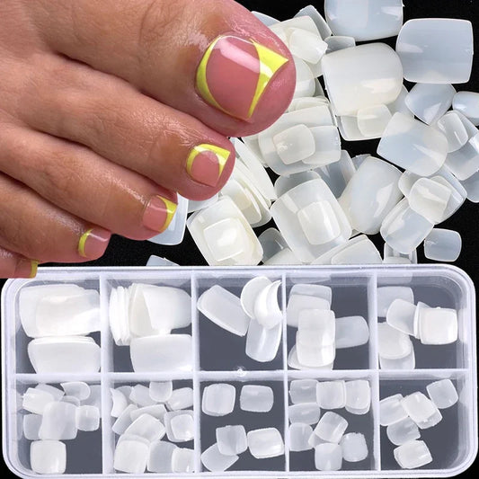 French Square Fake Toe Nails 100pcs