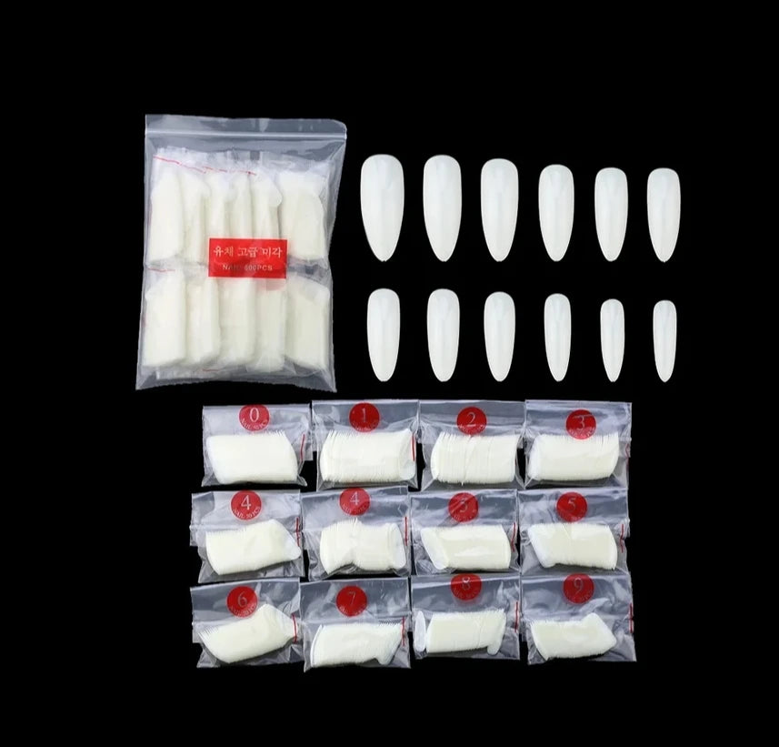 600/500pcs False Press On Nails Coffin Tips 10 Sizes