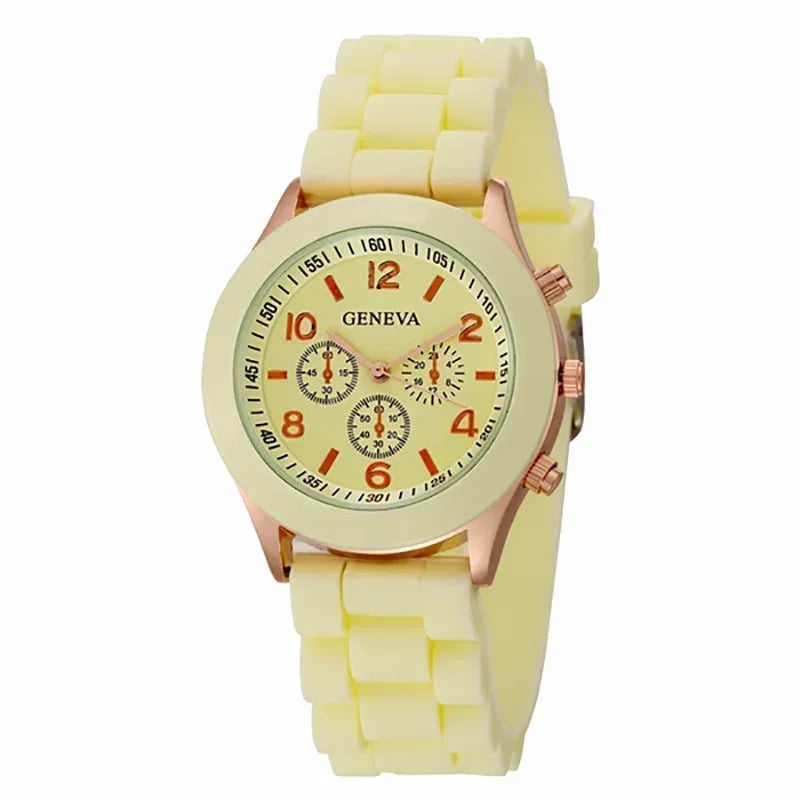 Silicone Strap Quartz Wrist Watch For Woman