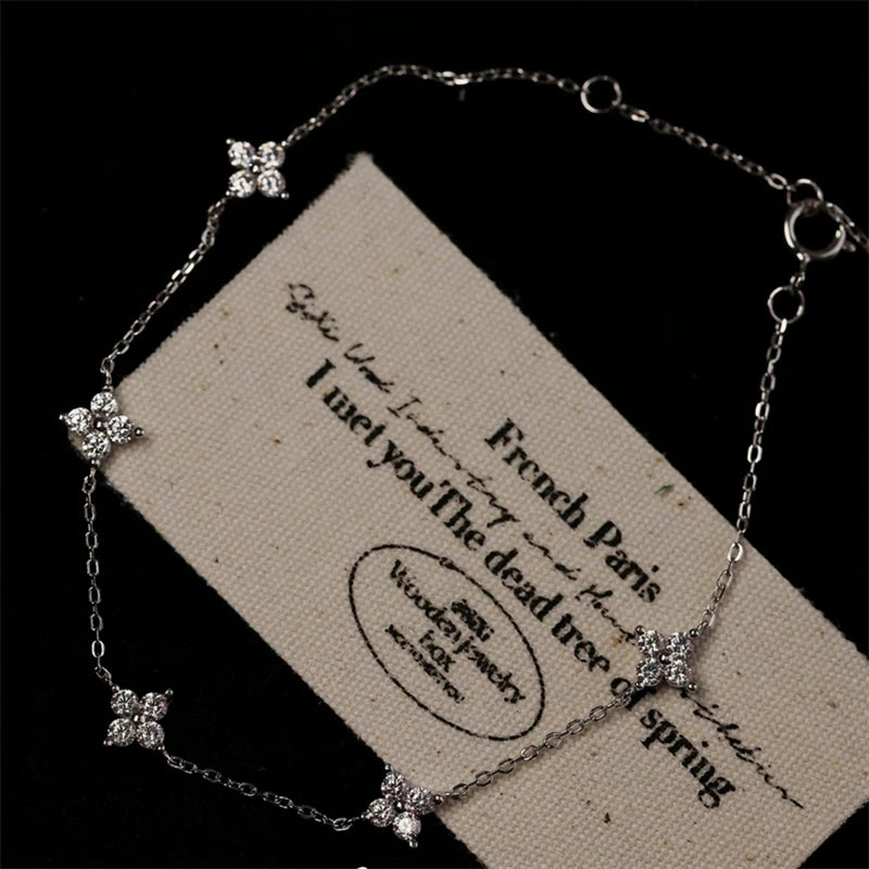 Crystal Flower Stainless Steel Bracelet For Women