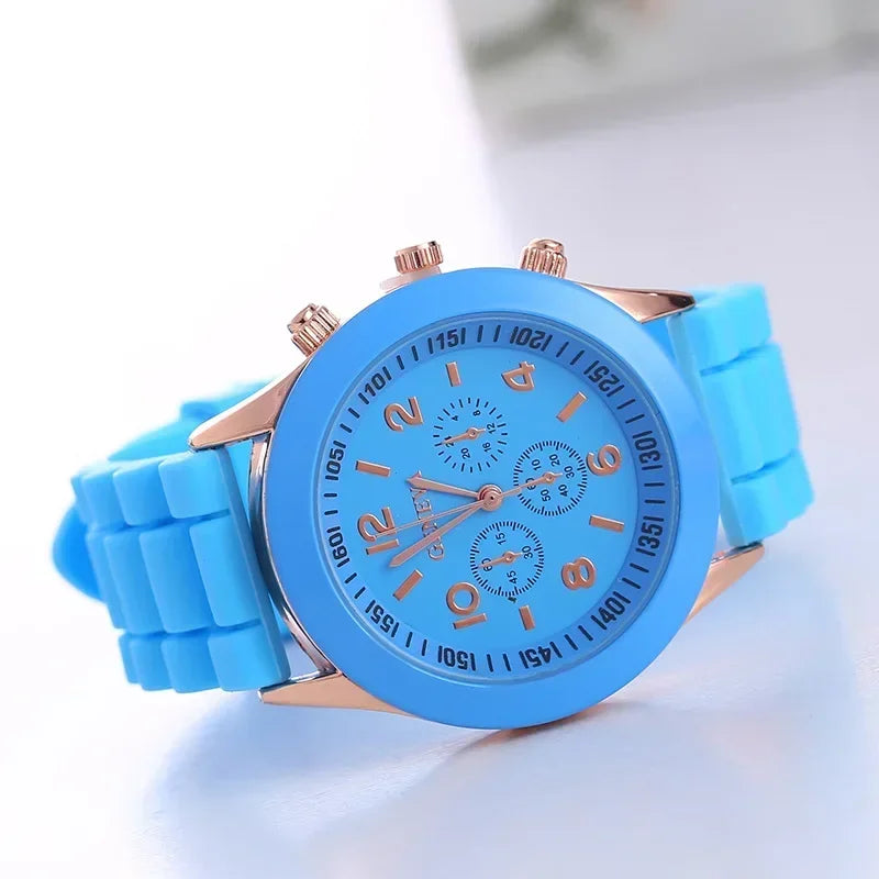 Silicone Strap Quartz Wrist Watch For Woman
