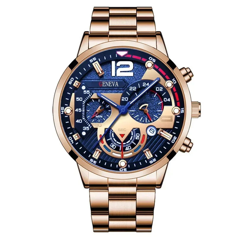 Mens Geneva Luxury Stainless Steel Watch