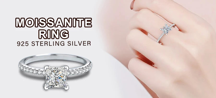 Real 2 Carat 8mm Moissanite Wedding/Engagement Rings For Women 925 Sterling Silver
