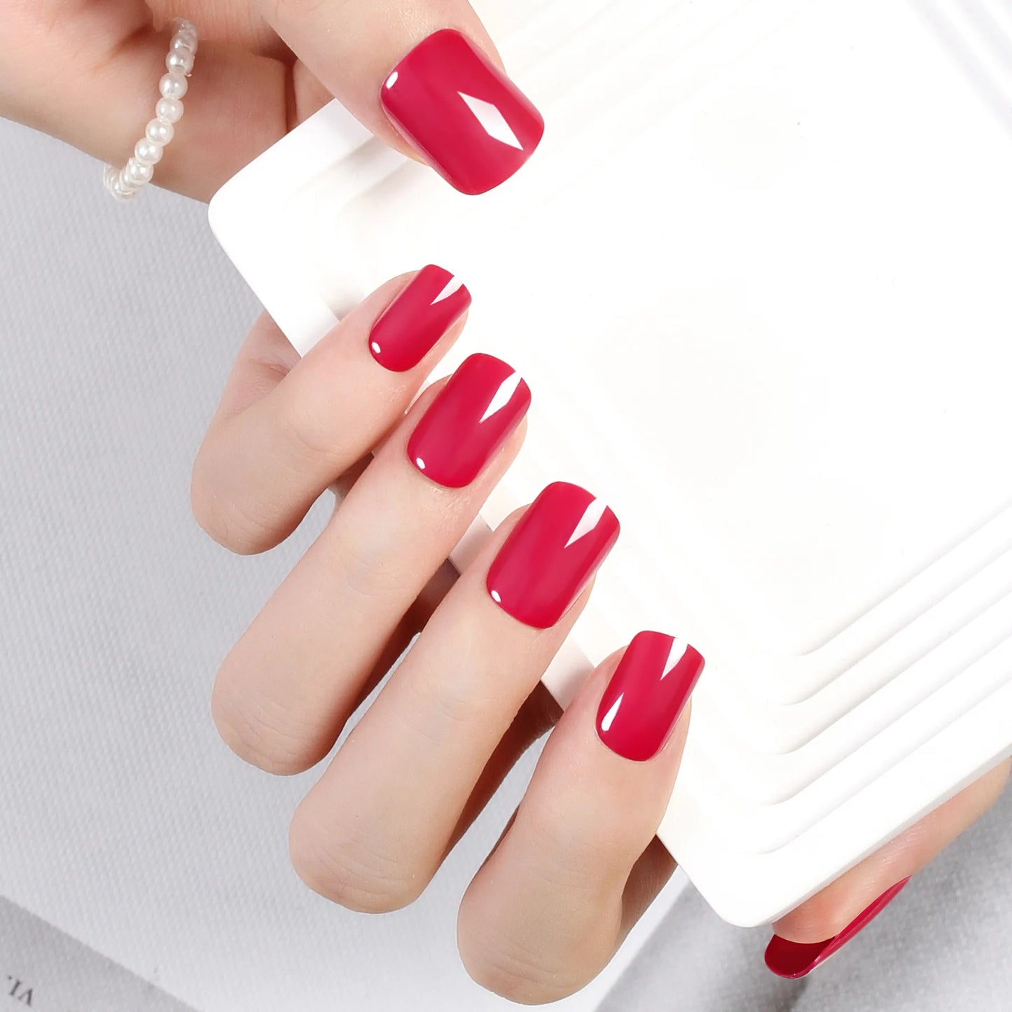 Short Full Press on 24 Pcs False Nails Set Stick on Nails
