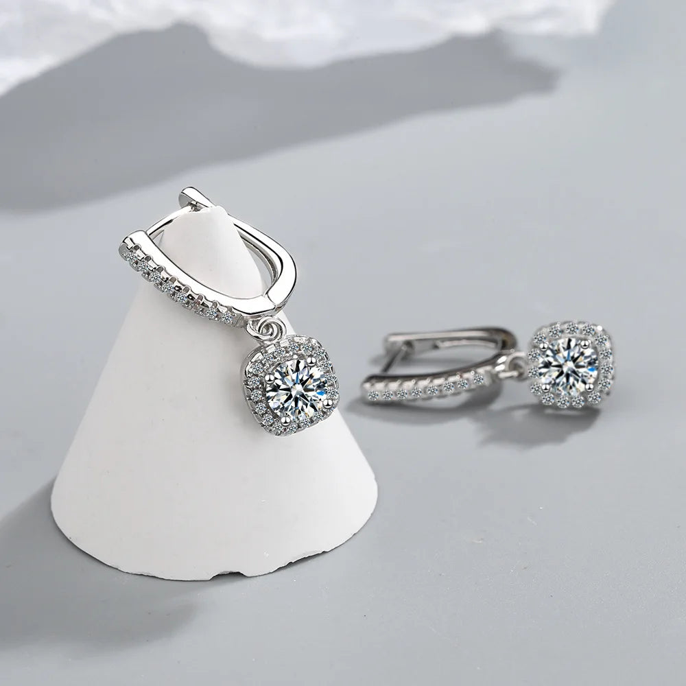 2CT Moissanite Hoop Earrings for Women Lab Created Diamond 925 Sterling Silver