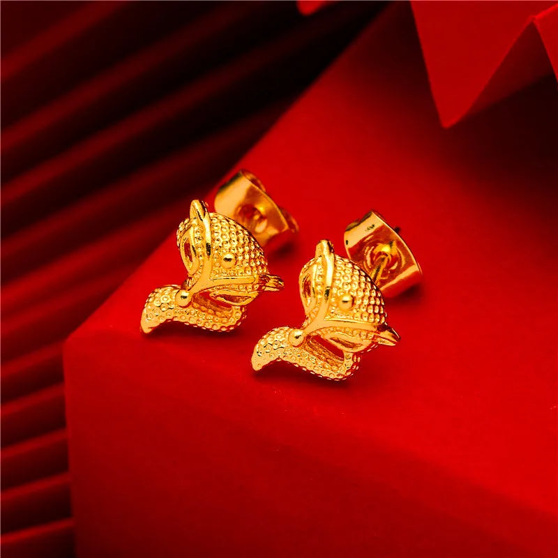 24K Gold Stud Earrings for Women