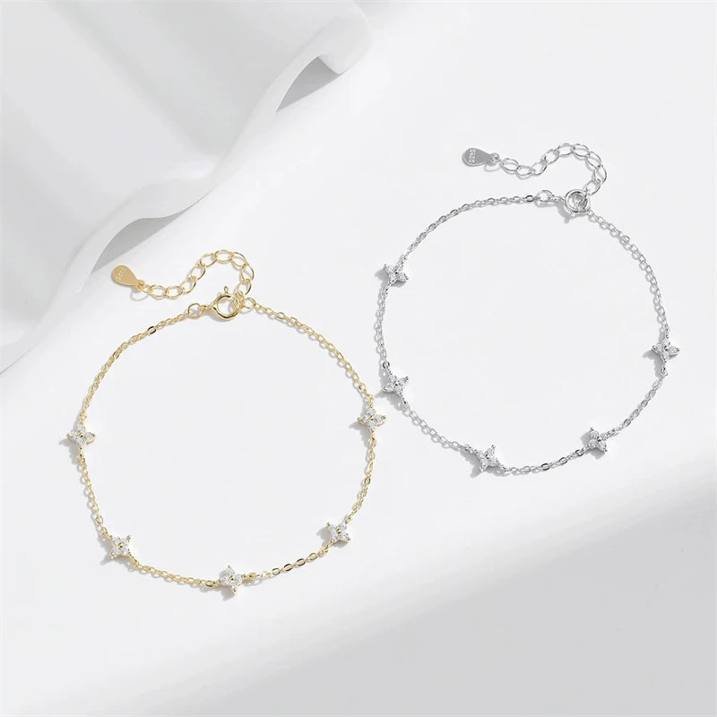 Crystal Flower Stainless Steel Bracelet For Women